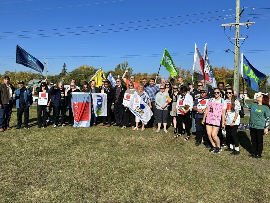 NUPGE's national executive board joined the MGEU picket line with striking members who work at Manitoba Public Insurance. 