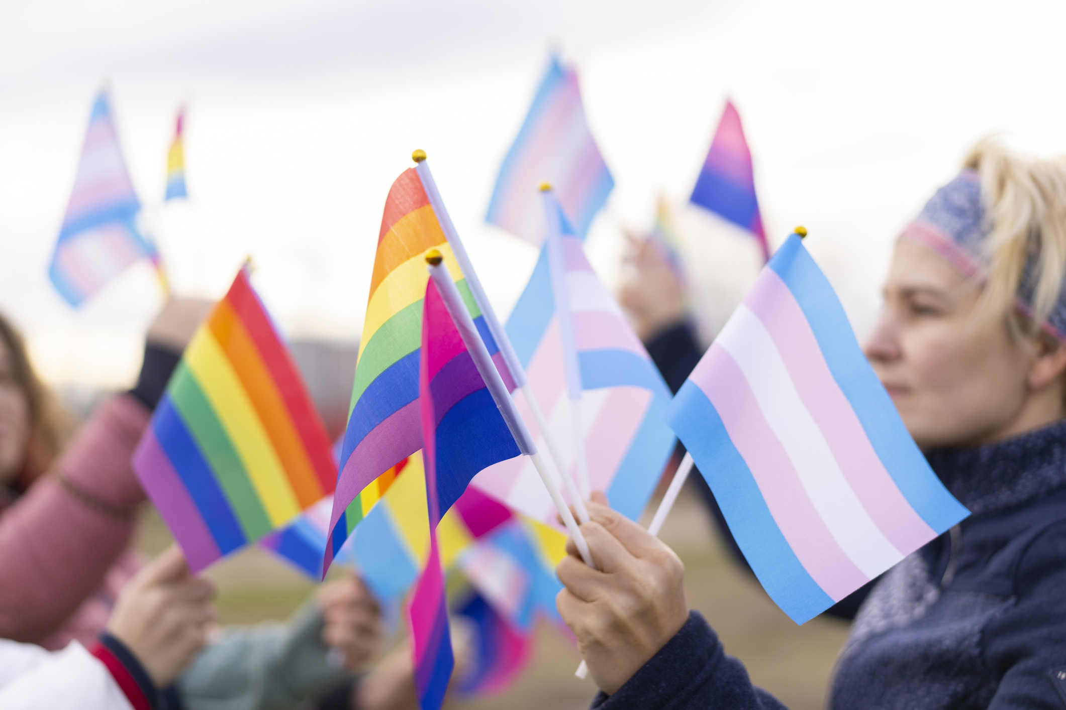 Pride flags, including flag for transgender people